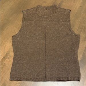 Paige Mock Turtleneck Shell in Metallic Bronze